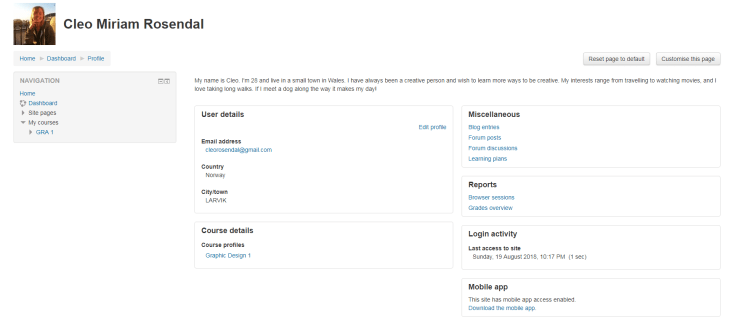 Moodle profile